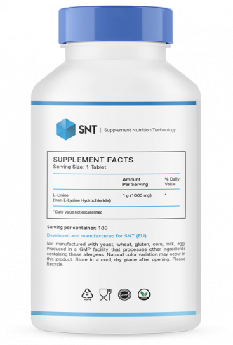 SNT L-Lysine, L-Лизин, 180 таблеток