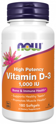 NOW Vitamin D-3 1000 IU, 180 капсул